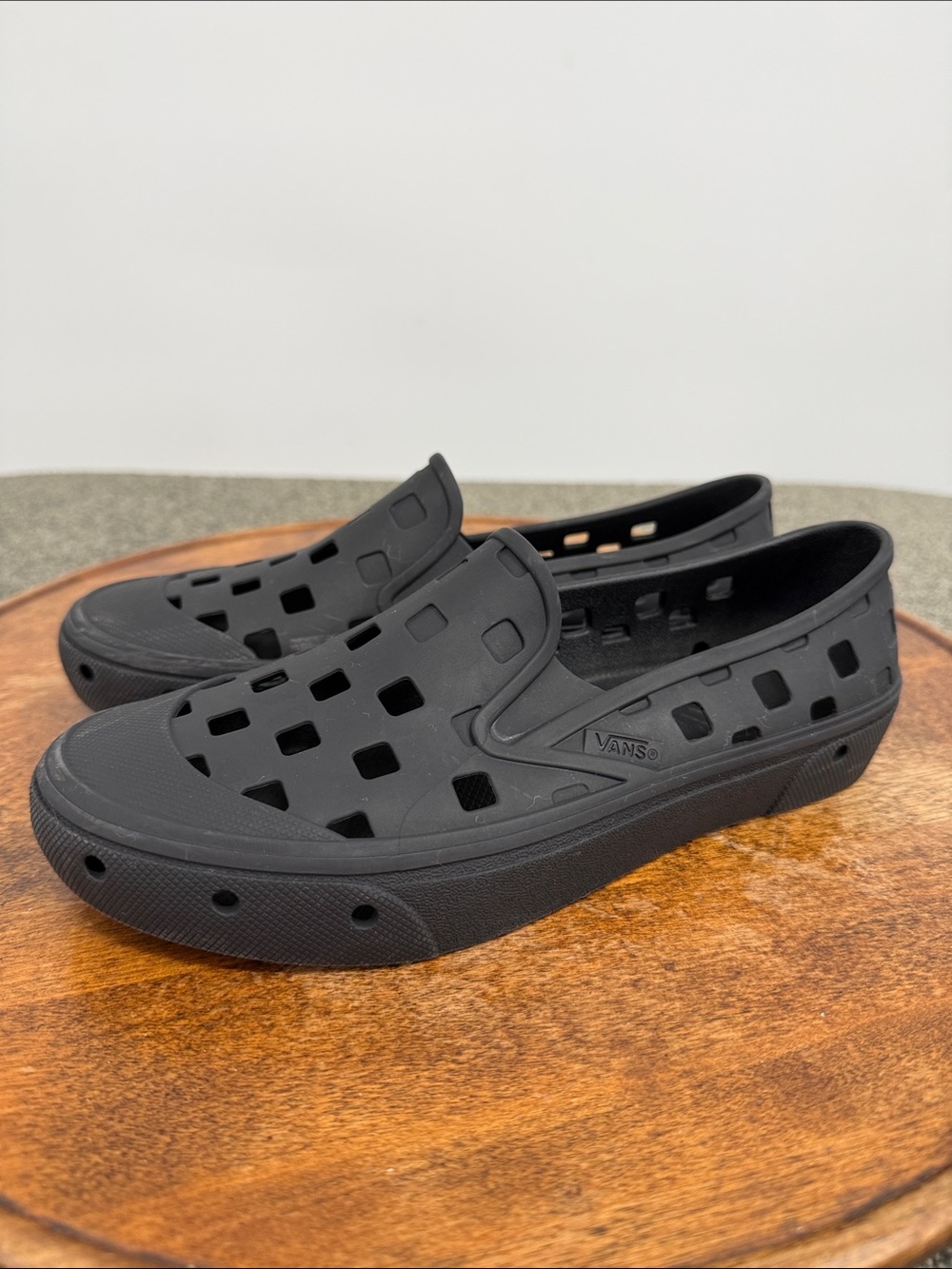 Vans Shoes Mens 5 Slip On TRL Black Perforated Rubber Loafers Water Shoes